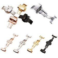 Double Press Butterfly Buckle Auto Stainless Steel Watchband Strap Clasp 10-24mm