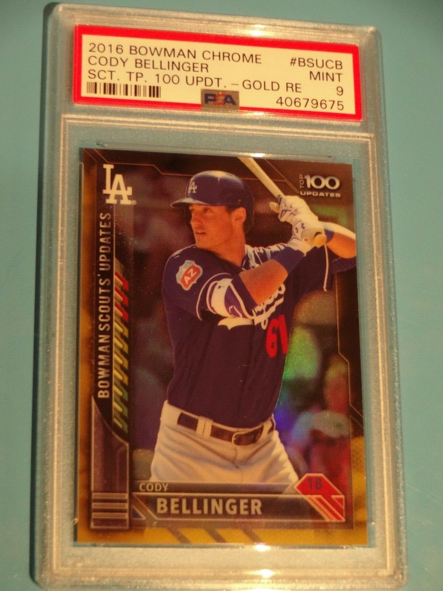 スポーツ選手 bowman chrome cody bellinger auto PSA 9 - 2016 BOWMAN CHROME - GOLD REFRACTOR - CODY BELLINGER (RC