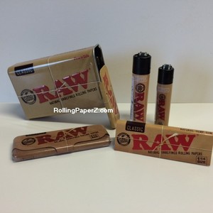 RAW-Classic-1-1-4-Rolling-Papers-2-Lighters-Slide-Top-Tin-Paper-Pack-Storage-Tin