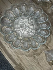 VINTAGE Indiana Glass Hobnail Glass Deviled Egg Plate