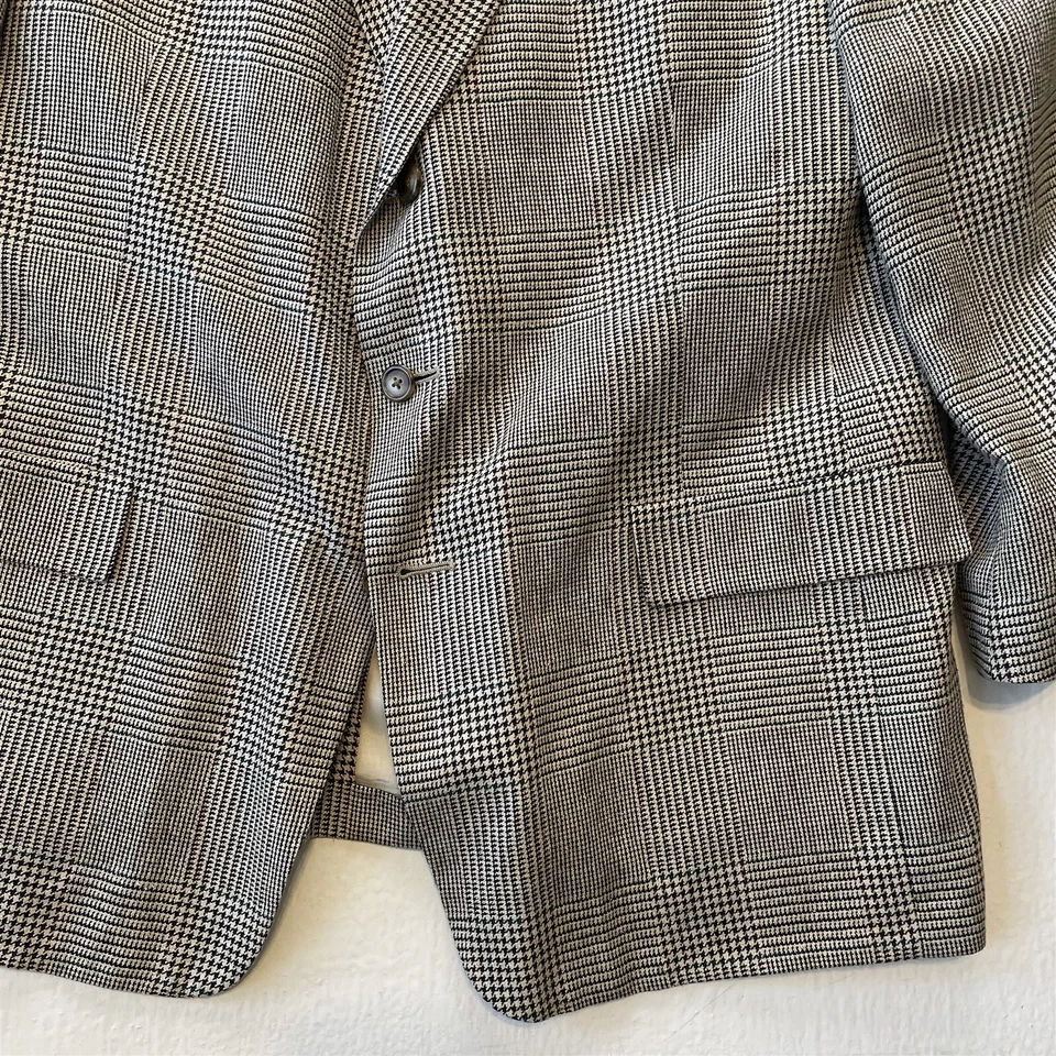 Vtg Tommy Hilfiger USA Made 46R Glenn Check Mens Blazer Sport Coat Jacket - Image 3 of 4