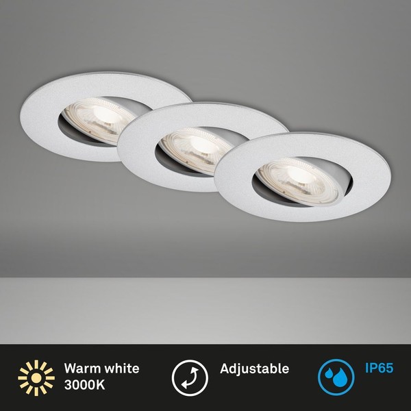 Briloner Kulana Jet Led Einbaustrahler Bad, 3Er Set, IP65 Wasserfest, Stufenlos-image
