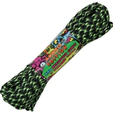 Atwood Rope MFG Parachute Cord Decay Zombie Edition 100Ft GreenNeon/Yellow/Black
