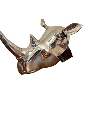 Drexel Heritage Large Silver Metal RHINO Wall Mounted Head Fixture Sculpture - Picture 4 of 18