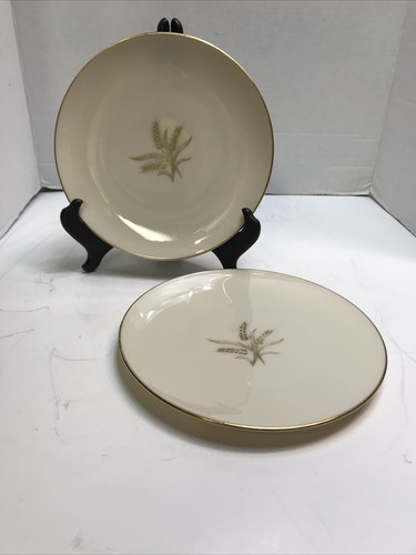 Lenox Wheat Salad Dessert Plates Gold Trim 7 3/4 Inch Set of 2 - Picture 8 of 11