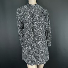 Zara Black Ditsy Floral Print Smocked Mini Dress Size Small