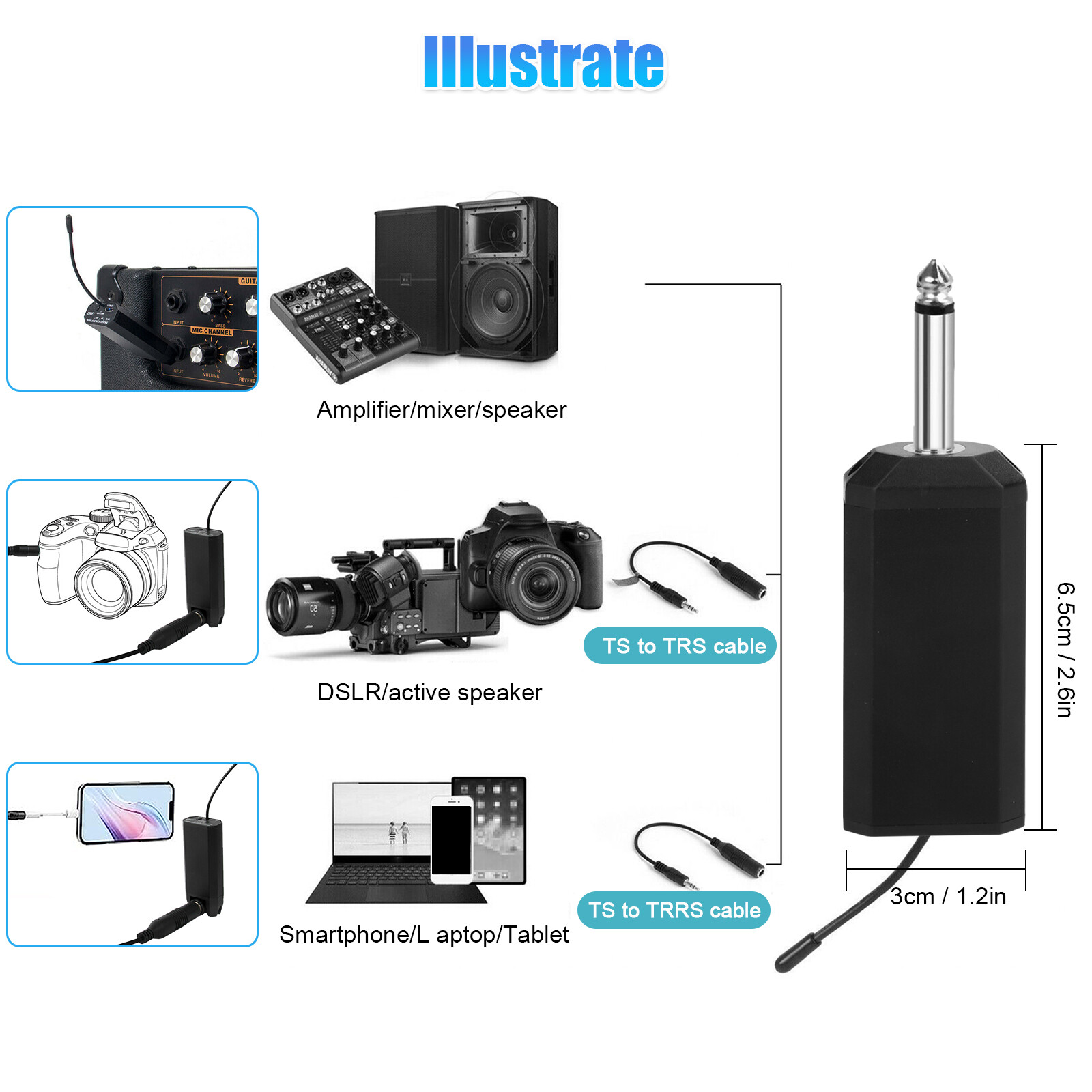 164FT UHF Wireless Headset Microphone Lavalier Lapel w/ Mic Bodypack