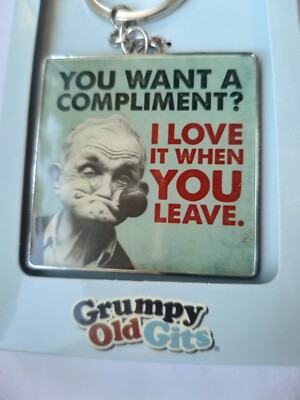 Vintage Retro Metal Keyring Key Ring Grumpy Olde Gits 