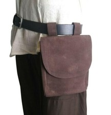 Soft Leather Suede Pouch Bag Cosplay Reenactment LARP Brown,Medieval viking bag