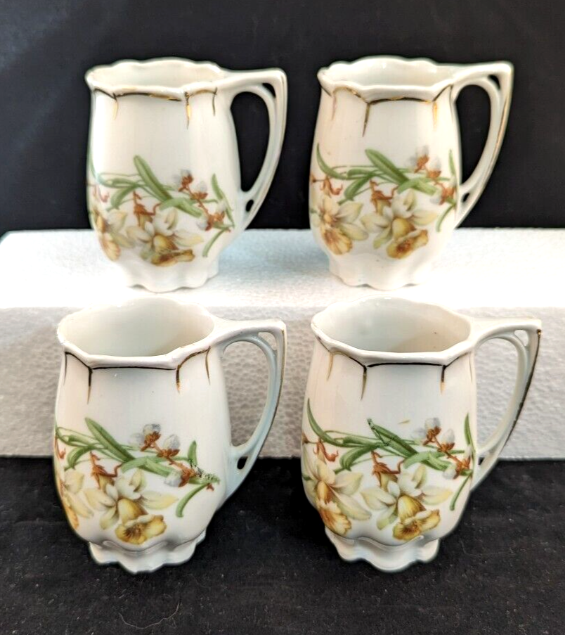 Vintage Set of 4 Porcelain Hot Chocolate Cups Germany Cattleya
