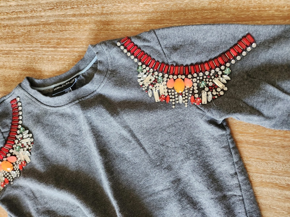Anthropologie - 美品 HEMANT & NANDITA グレー M トレーナー ビジュー Anthropologie HEMANT & NANDITA Gray Embellished Sweatshirt