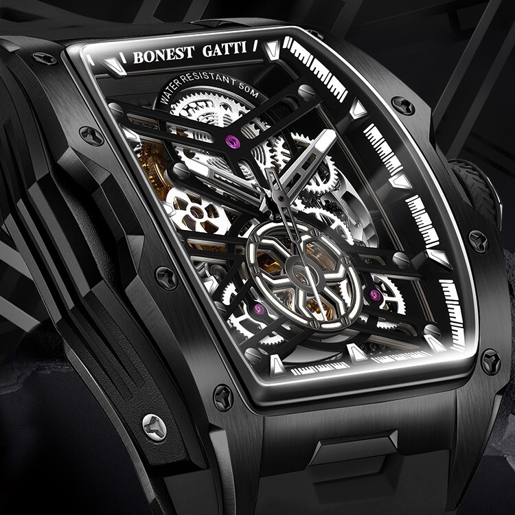 BONEST GATTI トノー型時計 腕周り約20cm　自動巻き　美品 BONEST GATTI Men Automatic Watch Luxury Tonneau Mechanical