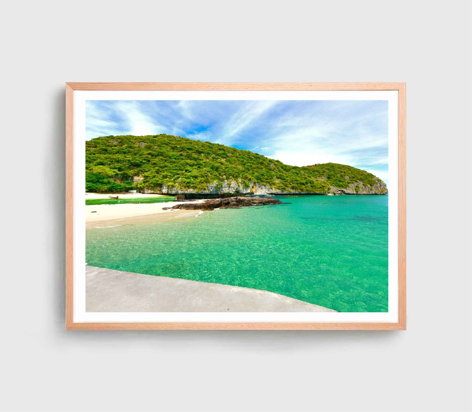 Island Beach Print, Wall Art, Green Mountain Framed Beach Wall Art