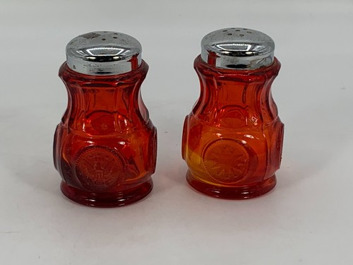 Vintage Fostoria Rosso Amberina Moneta Vetro Sale e Pepe Shaker Brillano - Foto 5 di 12