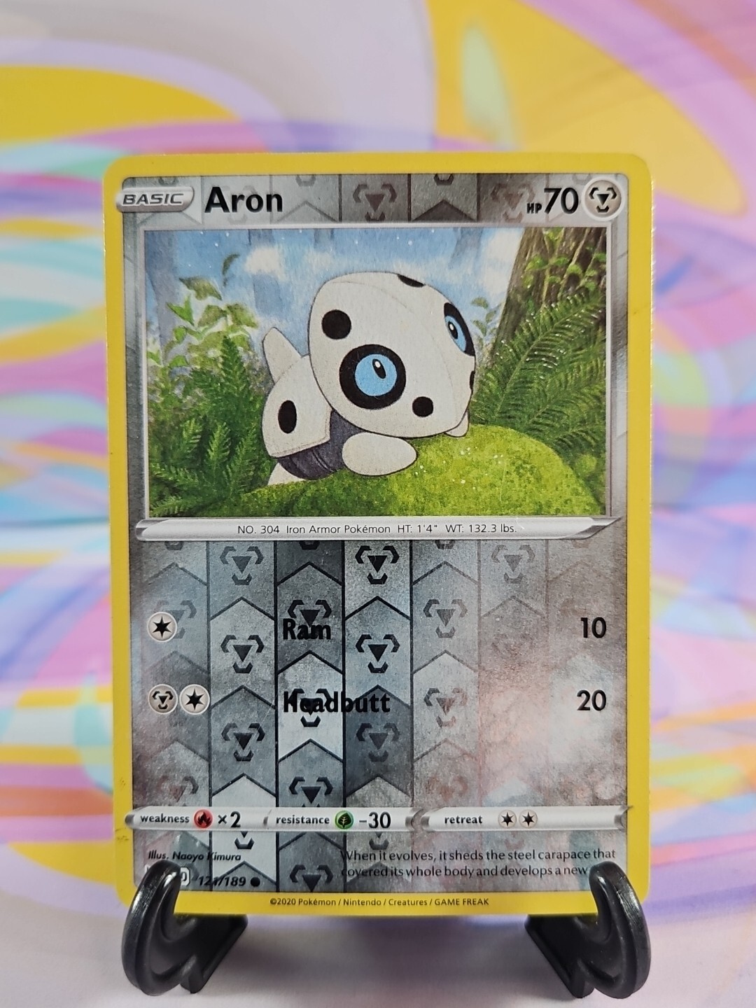 Pokemon TCG Darkness Ablaze Card | Aron Reverse Holo 121/189 Common