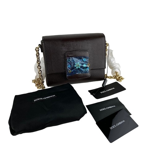 Dolce&Gabbana Women's Embellished DG Stone-Flowers Shoulder Bag Brown Sz Small - 第 6/8 張圖片