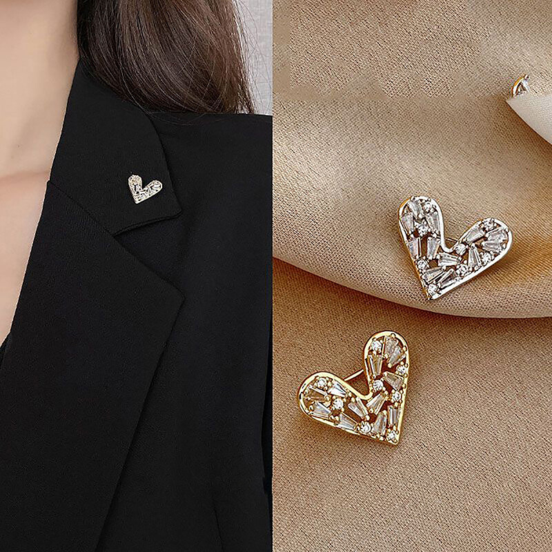 Elegant Heart Hollow Out Brooch - Crystal Rhinestone Cluster Pin For Women, Wedding & Party - View #5