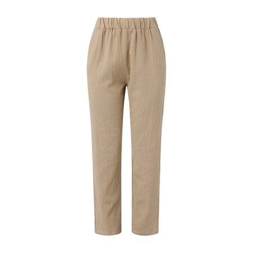 Plus Size Ladies Cotton Linen Casual Long Pants Womens Solid Straight Trousers - Picture 18 of 46
