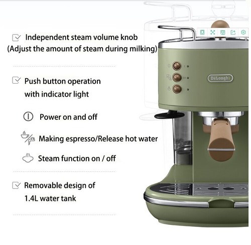 Making Espresso Vintage Semi-automatic Coffee Machine Milk Froth All-in-one - Imagen 5 de 20
