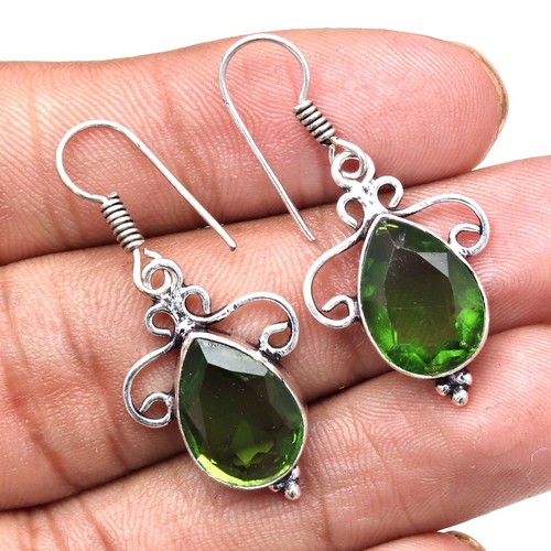 Pendientes de joyería de de peridoto regalo para sus pendientes de joyería chapados en plata 925 de 1,25""" | eBay