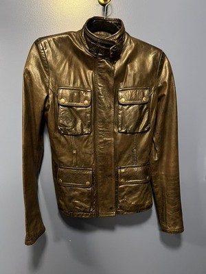 Belstaff  Brown Leather  Jacket Rare Gold Label size 40 *missing belt* 