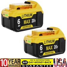 2PCS 6.0AH For DeWalt 20V 20 Volt Max Lithium Ion Battery DCB206 DCB205-2- USA