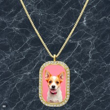 Gorgeous Cute Dog Puppy Pendant Necklace Image Design Dazzling Gold Tone Nice
