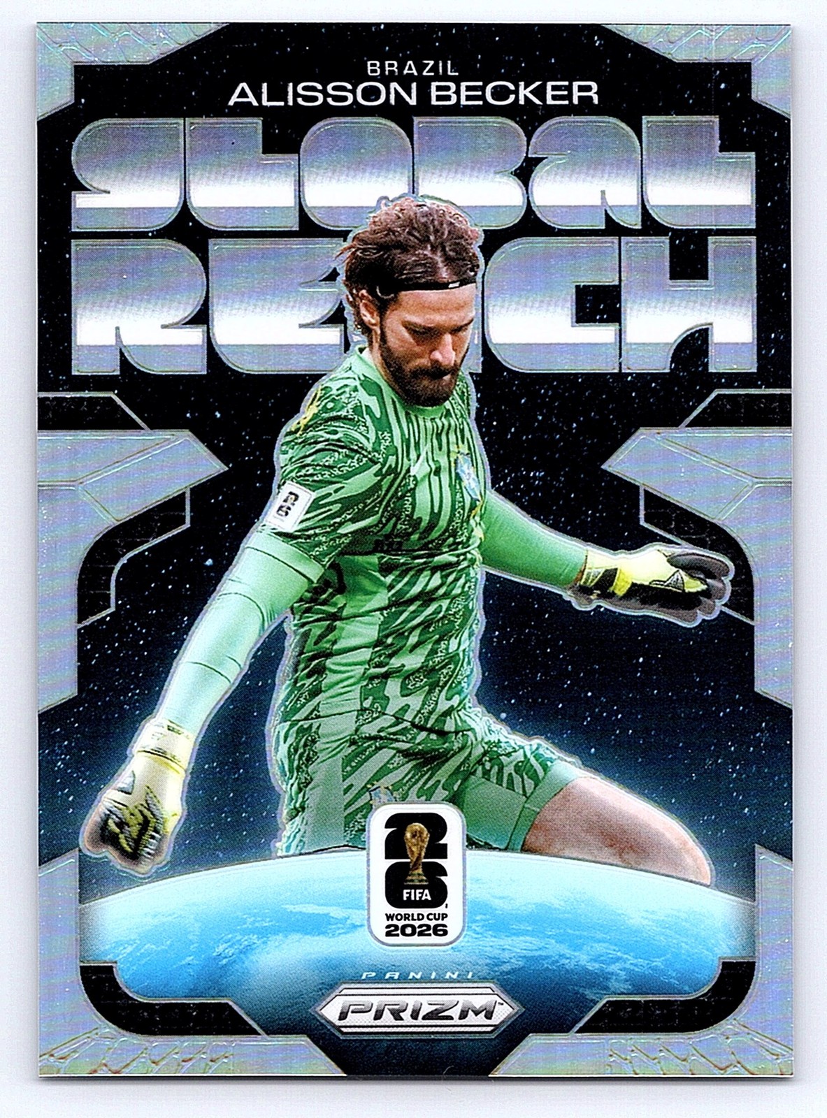 Alisson Becker 2026 Panini Prizm FIFA World Cup #24 Global Reach Silver Prizms