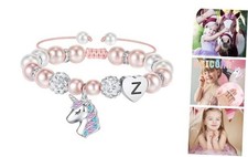 Christmas Gifts for Grandkids Girls - CInitial Unicorn Bracelet Adjustable Z