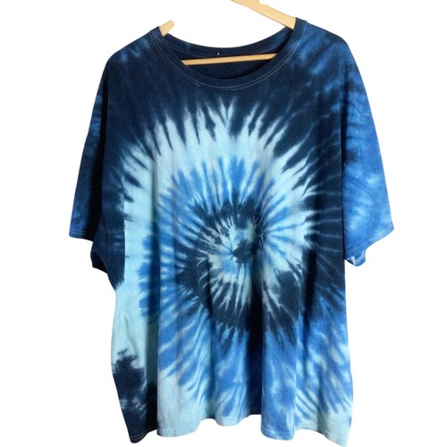 Blau Spirale Batik Boho Strand Vibes T-Shirt Tee 3XL