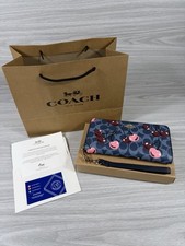 Coach Long Zip Around Wallet Signature Canvas Cherry Print CZ328