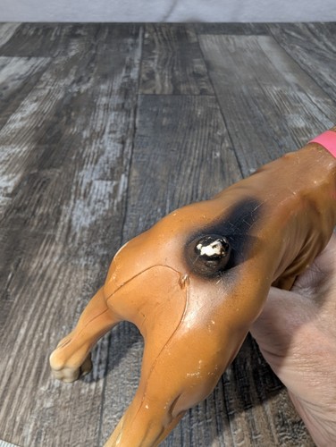 Boxer Dog Figure Vintage Hollow Plastic Made In Hong Kong No. 102 Pink Collar - Picture 15 of 24