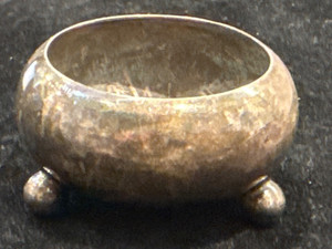 Vintage Antique Sterling Silver Salt Cellar, Hallmarked Ball Feet  2" 36G