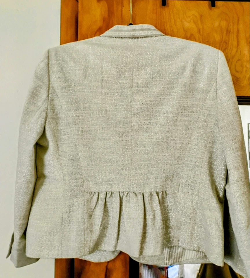 Chaqueta de traje para mujer Ann Taylor Loft forrada a rayas pecho único talla 12 Foto 2 de 3