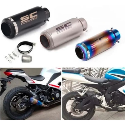 51mm Universal Motorcycle Exhaust Muffler Slip-On SC Project Style Carbon Fiber