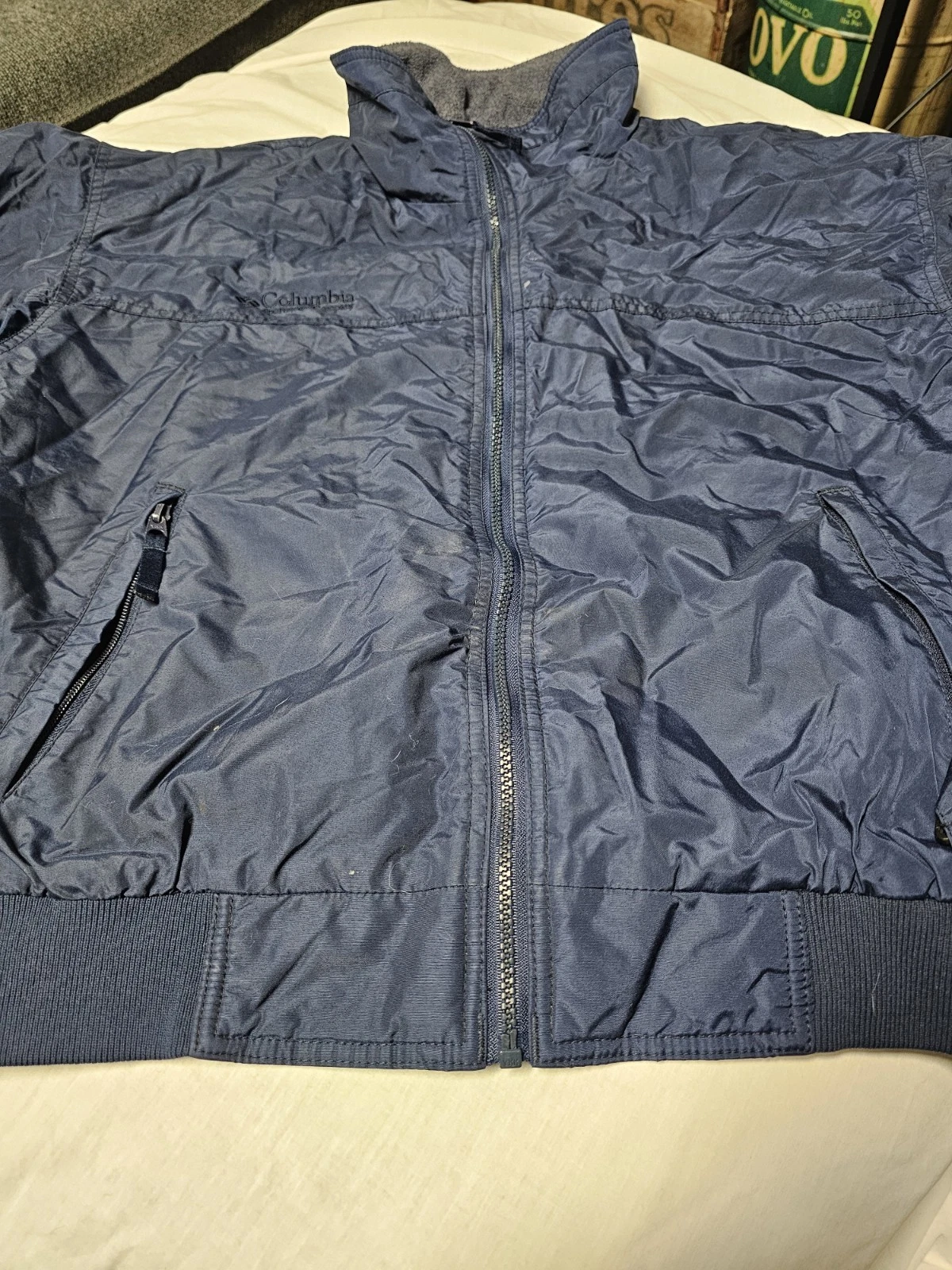 Columbia Jacket Navy Blue Fleece Inside Full Zip Size Large