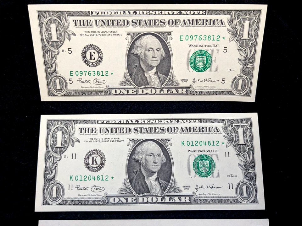 $1 2003 STAR NOTE SET ( 7 DISTRICT ) NO CLEVELAND--- GEM UNCIRCULATED. #9 - Image 2 of 4