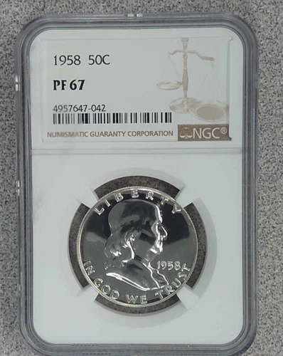 1958 Proof 90% Franklin Half Dollar NGC PF67 PR67 (042)