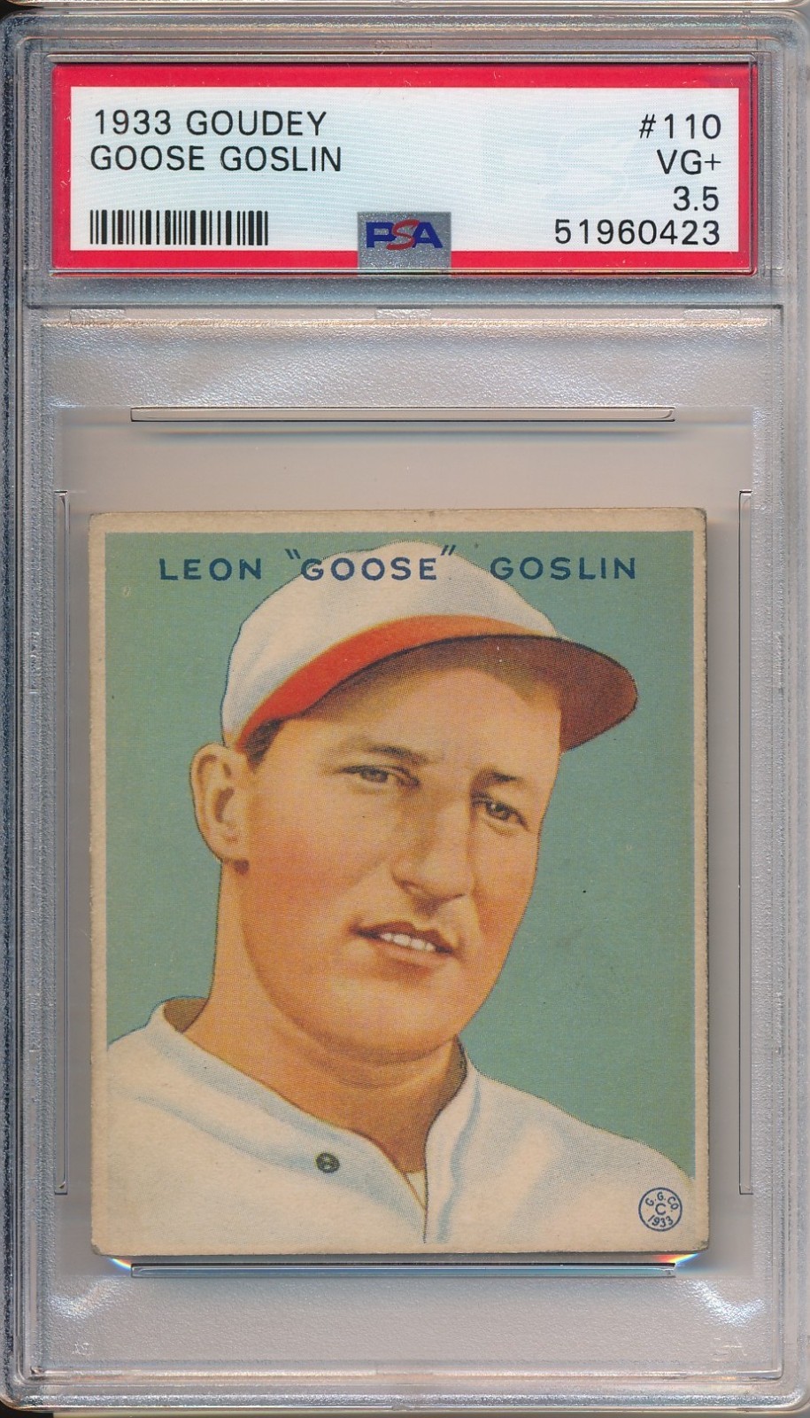 1933 GOUDEY #110 GOOSE GOSLIN - PSA 3.5 VG+ (SVSC)