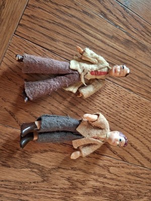 Pair Of Vintage Composition Or Celloid Dolls Clothed