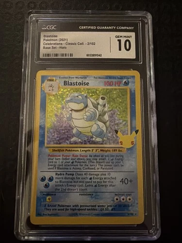 2021 Pokemon Celebrations Classic 2/102 Blastoise Holo CGC 10 Gem Mint Slab Card