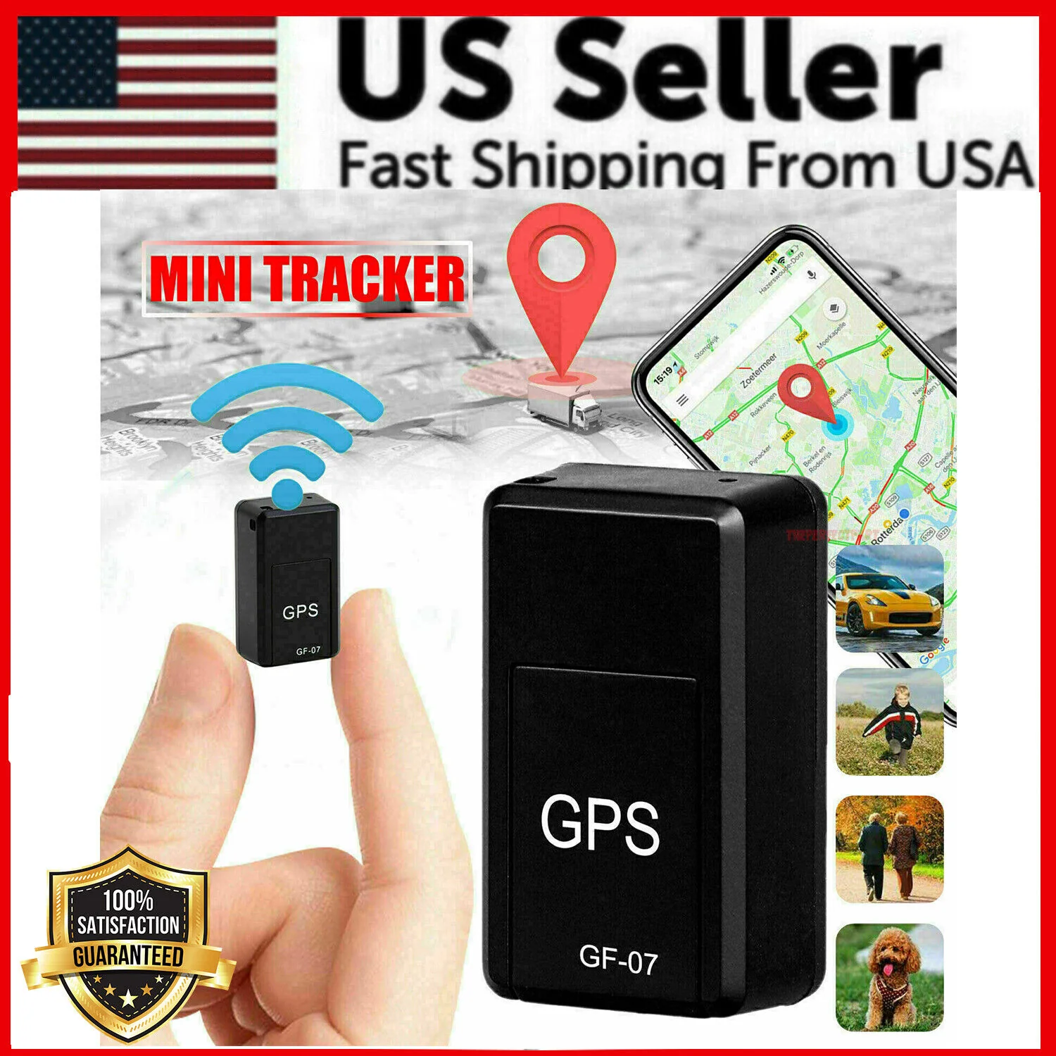Mini GPS Tracker for Cars - Real-Time Magnetic Vehicle Locator GSM GPRS USA