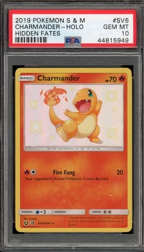 Pokemon Charmander Hidden Fates Holo Rare #SV6 PSA 10 Gem Mint