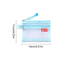 Small Mesh Double Layer Coin Bags Money Wallet Purse Portable Bus ID Credit Card