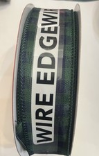 1.5 x 100ft Wired Edge Ribbon. Green Navy Plaid Christmas, Fall Winter
