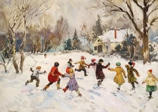 Charming Winter Scene Wall Art Poster - Vintage Style Premium Quality