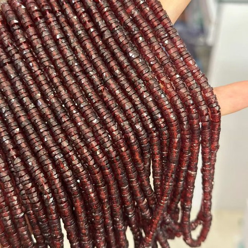 Cuentas espaciadoras de disco Heishi de granate natural facetado de alta calidad para hacer joyas - Imagen 2 de 8