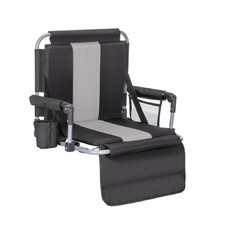 Portable Folding Stadium Seat Chair Bleacher Chairs with Cup Holder Black