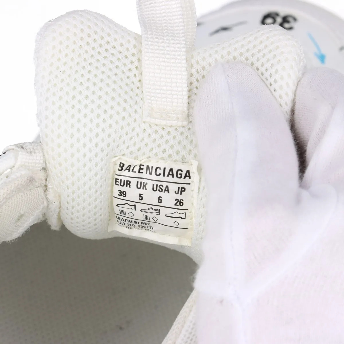 Balenciaga Triple s Faux leather x mesh Sneakers 26cm Men's White 536737 Distres thumbnail 10