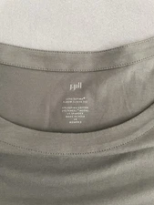 J. Jill Woman 3X Luxe Supima Cotton Elbow Sleeve Tee Shirt Top Green Gray Fall